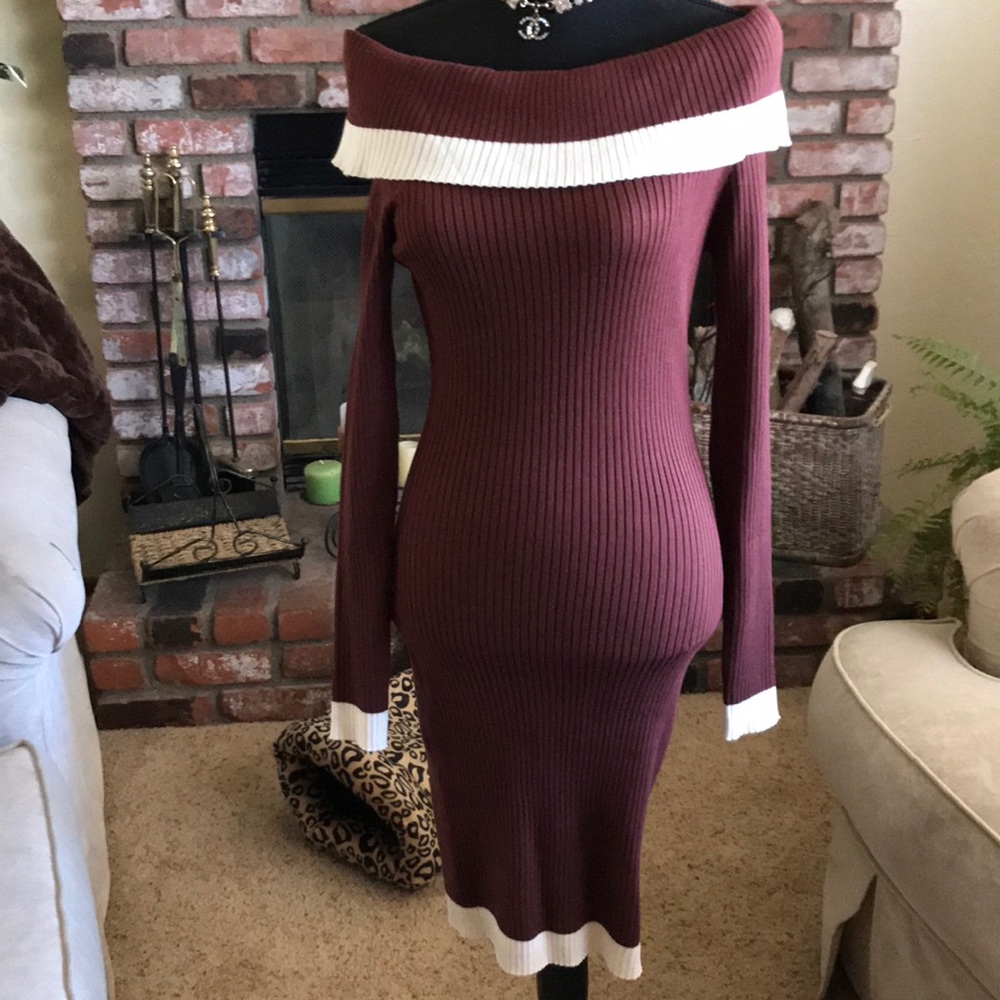 Say What? Brown ‘n Cream Ribbed Knit Dress